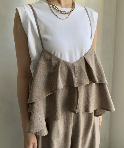 【限定】荷葉邊背心連體褲