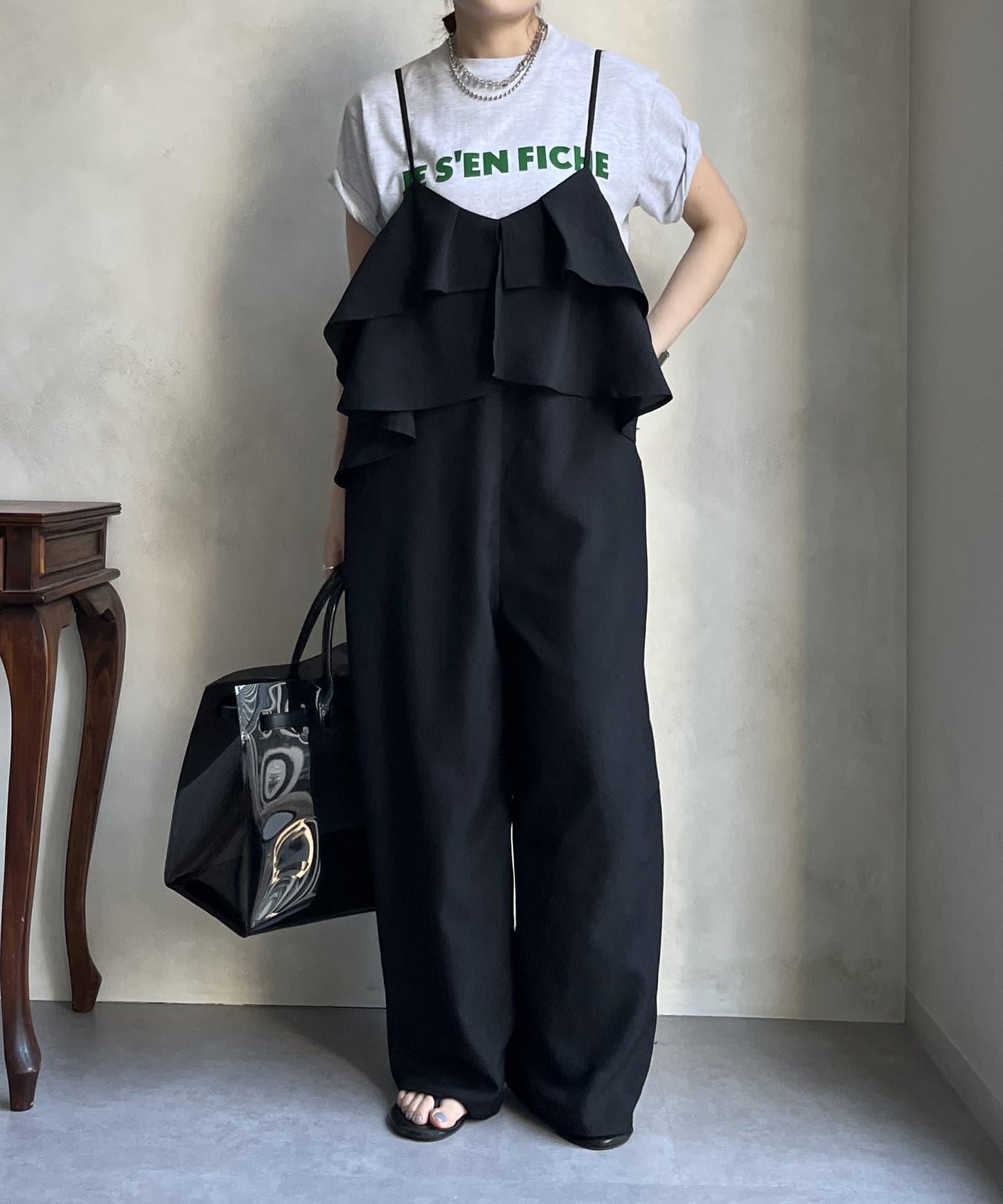 【限定】荷葉邊背心連體褲