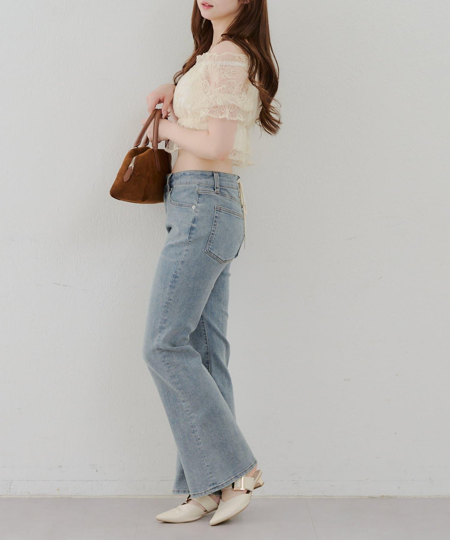 【@reve.perle_企劃】後綁帶荷葉邊喇叭褲