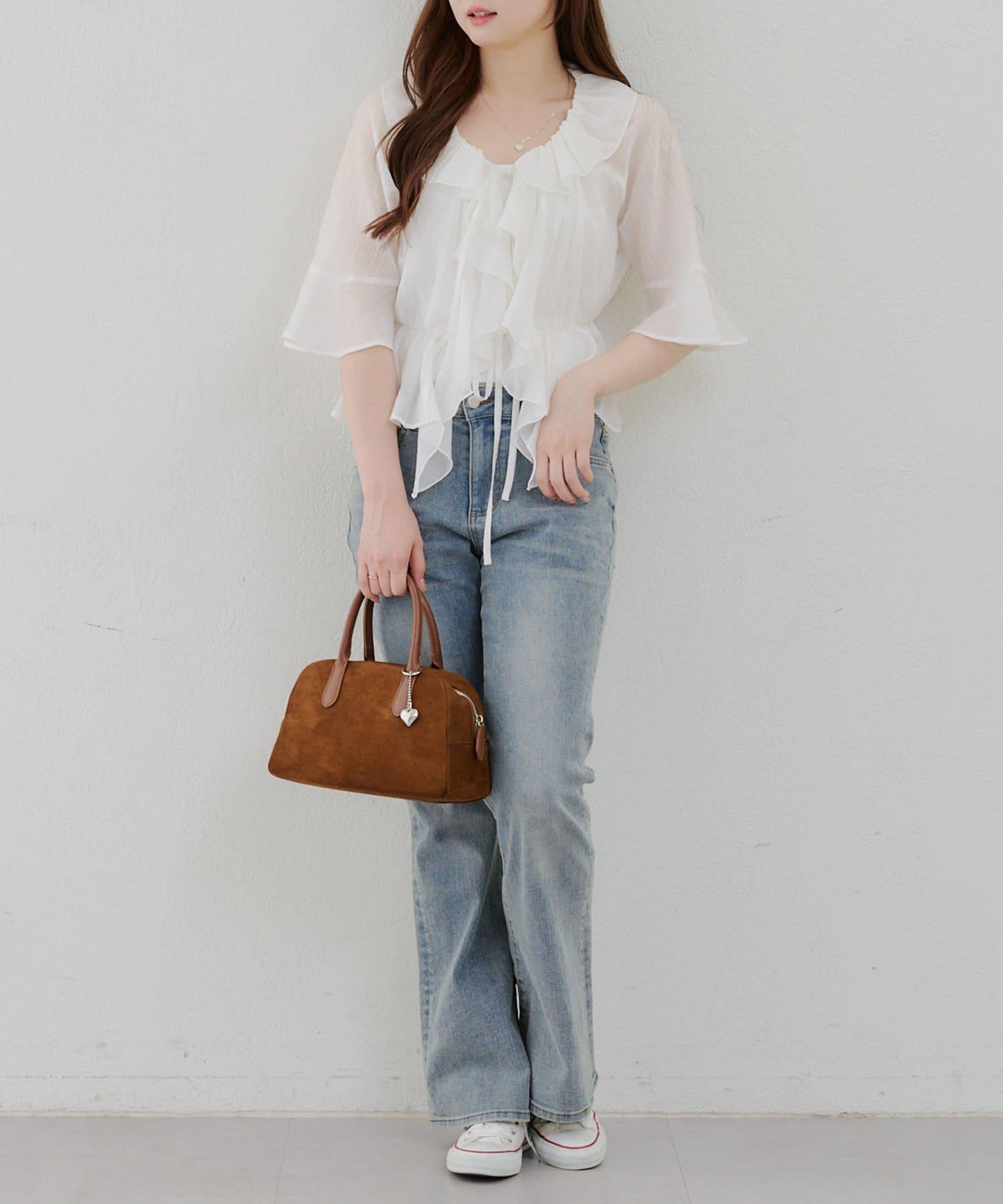 【@reve.perle_企劃】後綁帶荷葉邊喇叭褲