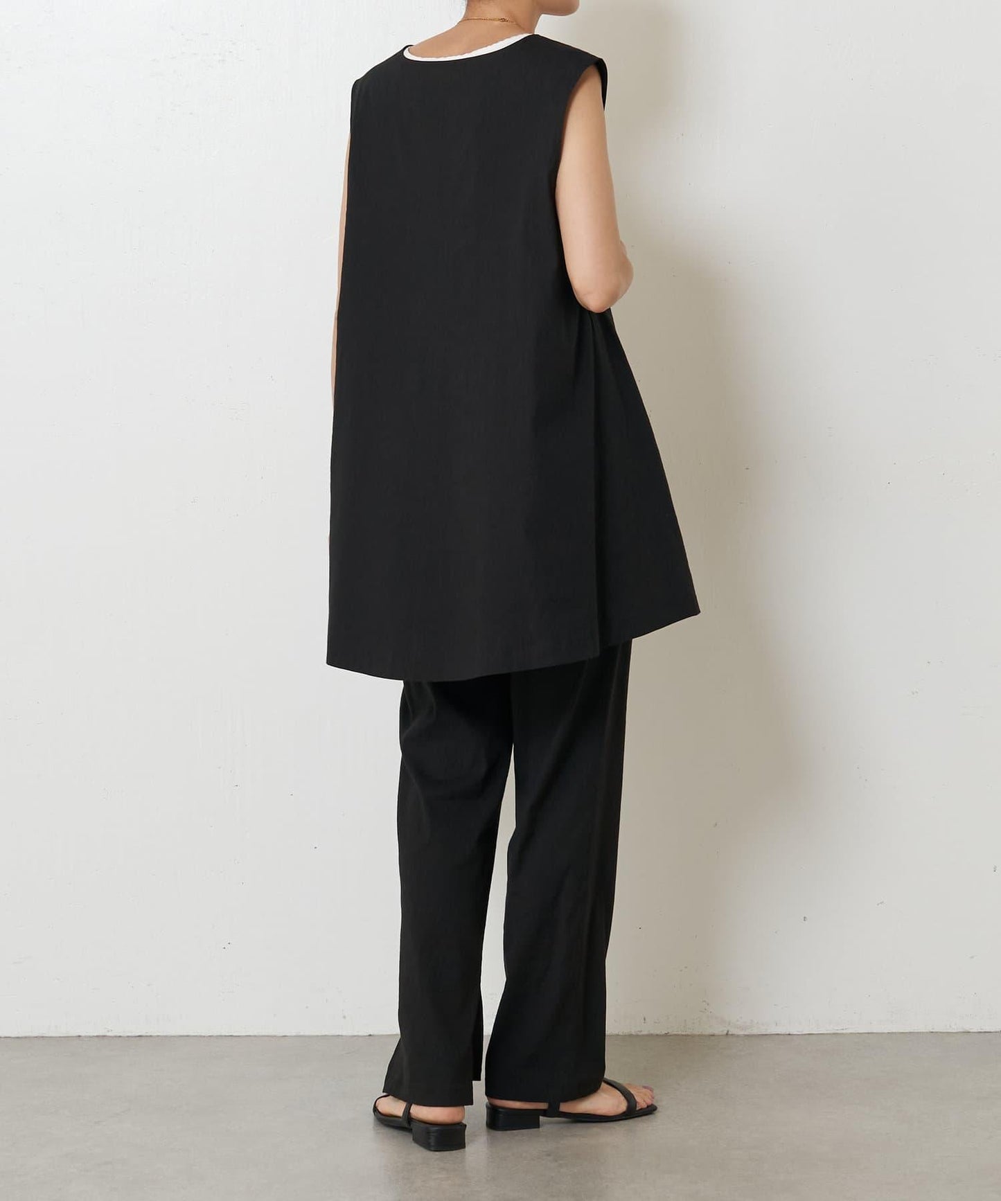 亞麻混合U領喇叭西裝外套