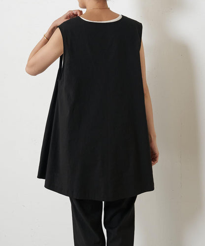 亞麻混合U領喇叭西裝外套