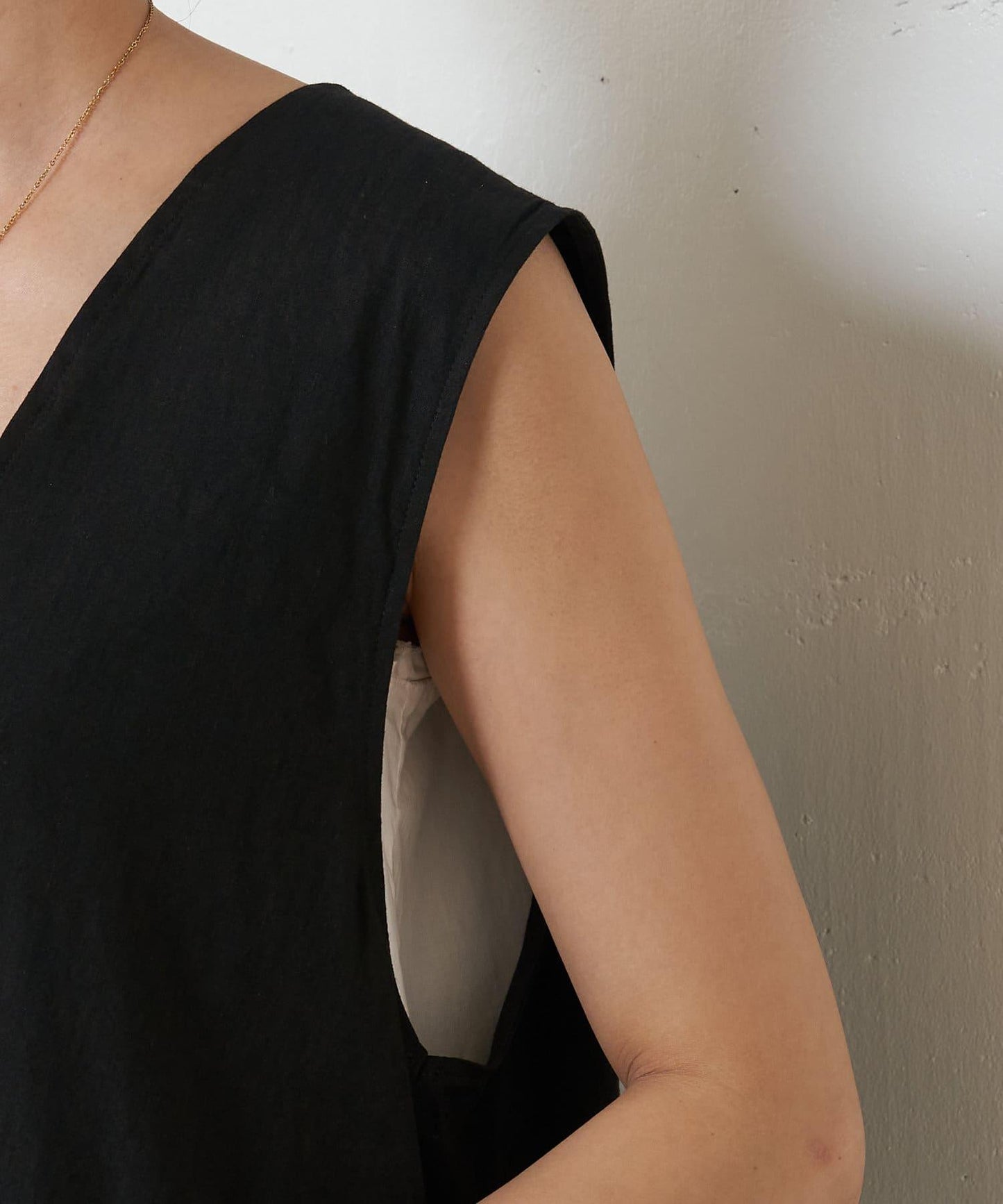 亞麻混合U領喇叭西裝外套