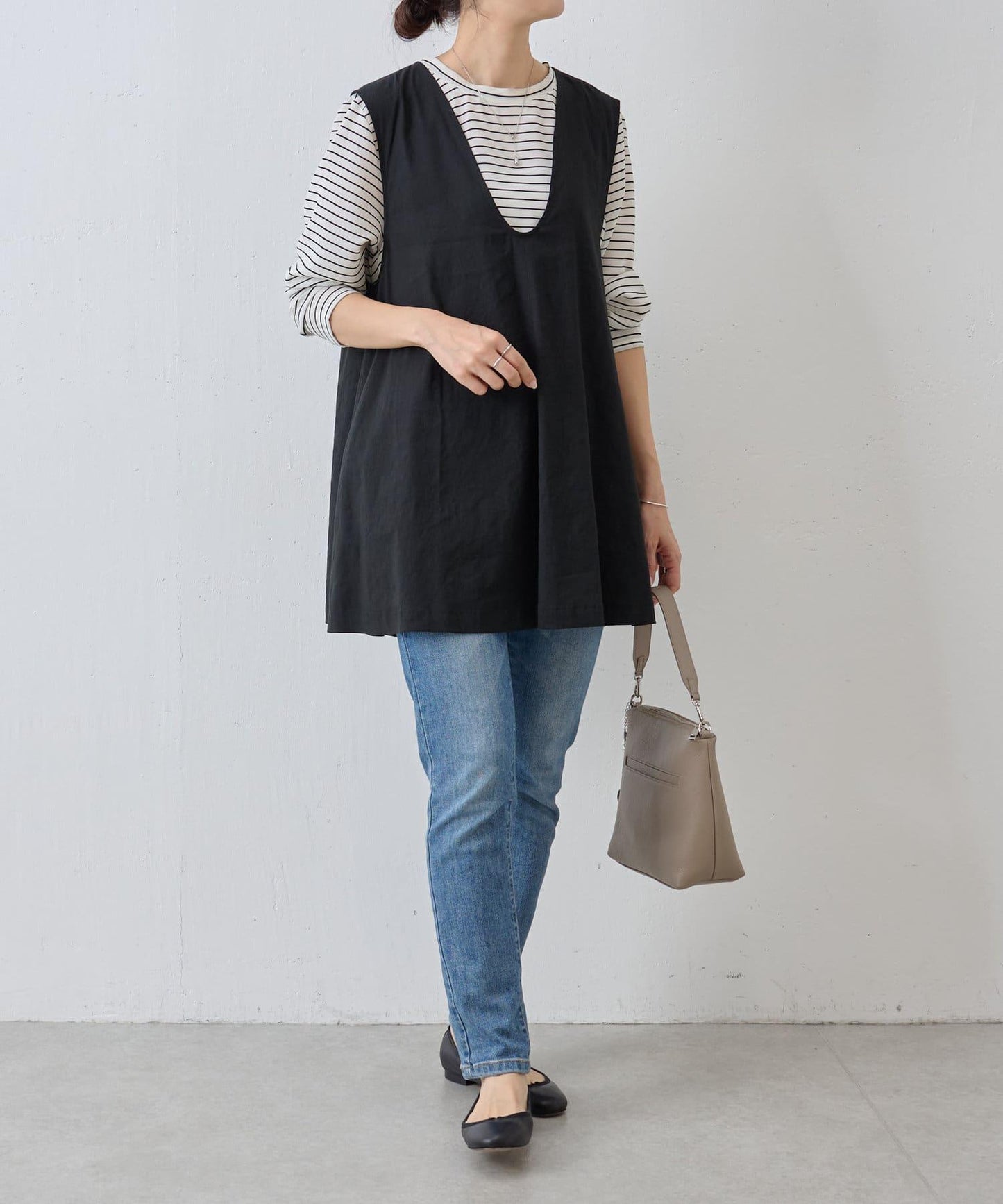 亞麻混合U領喇叭西裝外套