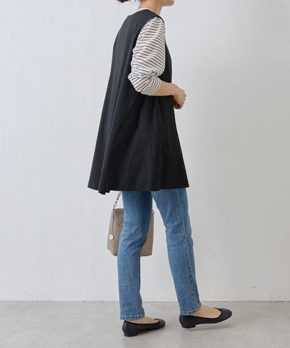 亞麻混合U領喇叭西裝外套