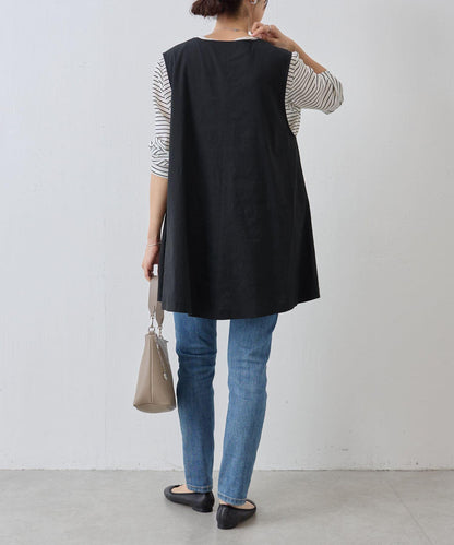 亞麻混合U領喇叭西裝外套