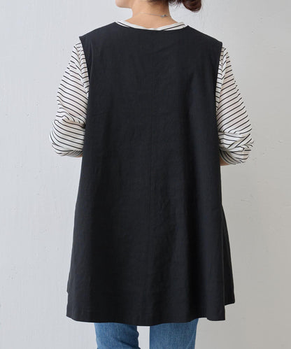 亞麻混合U領喇叭西裝外套