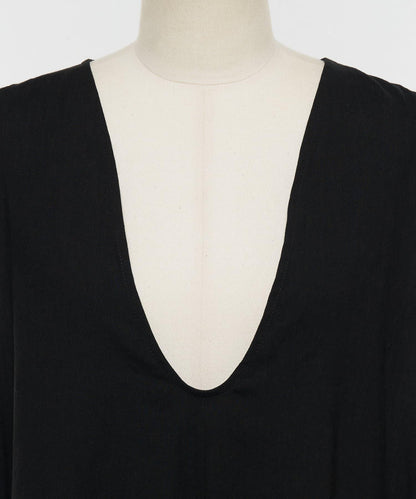 亞麻混合U領喇叭西裝外套