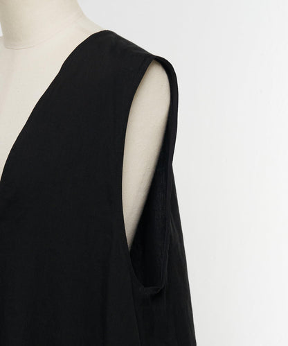 亞麻混合U領喇叭西裝外套