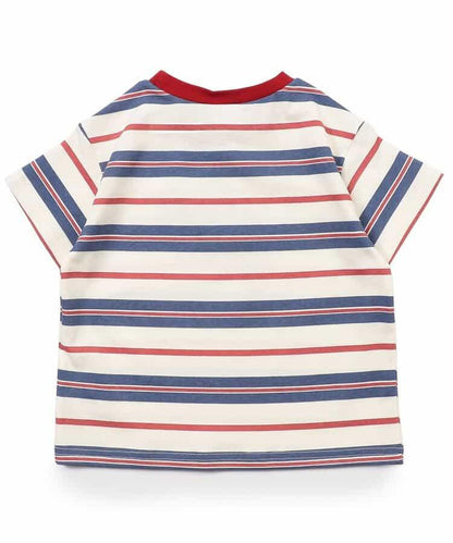 多色條紋拼接T恤