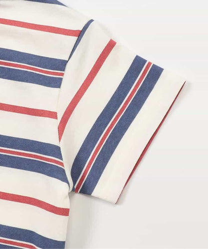 多色條紋拼接T恤