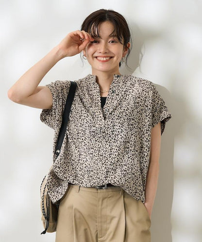 亞麻混紡領船型上衣＜可搭配套裝＞