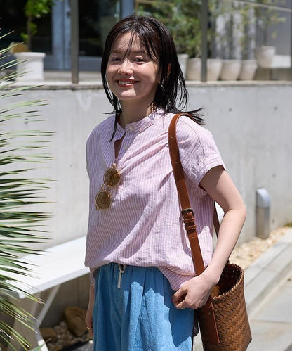 亞麻混紡領船型上衣＜可搭配套裝＞