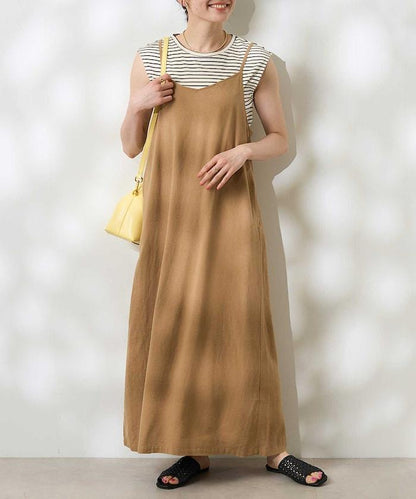 【套裝商品】亞麻粘膠 女士吊帶連衣裙 內搭套裝
