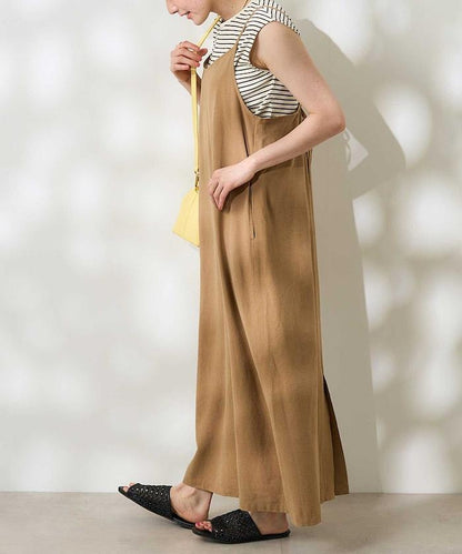 【套裝商品】亞麻粘膠 女士吊帶連衣裙 內搭套裝