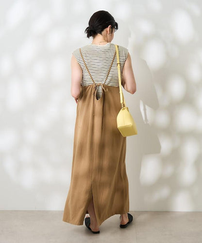 【套裝商品】亞麻粘膠 女士吊帶連衣裙 內搭套裝