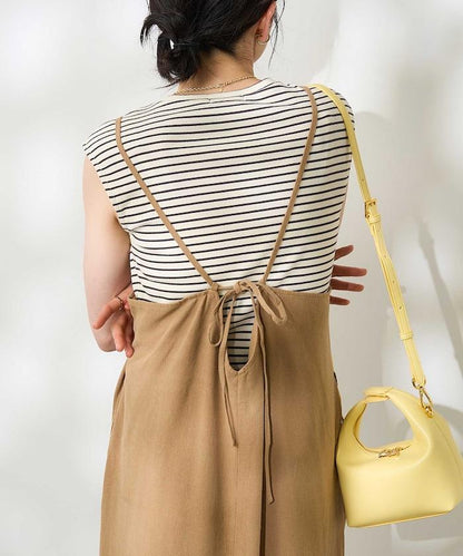 【套裝商品】亞麻粘膠 女士吊帶連衣裙 內搭套裝