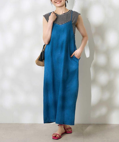 【套裝商品】亞麻粘膠 女士吊帶連衣裙 內搭套裝