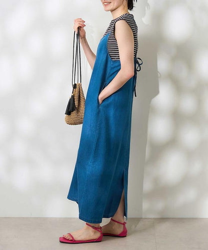 【套裝商品】亞麻粘膠 女士吊帶連衣裙 內搭套裝