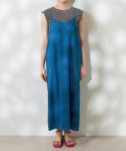 【套裝商品】亞麻粘膠 女士吊帶連衣裙 內搭套裝