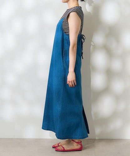 【套裝商品】亞麻粘膠 女士吊帶連衣裙 內搭套裝