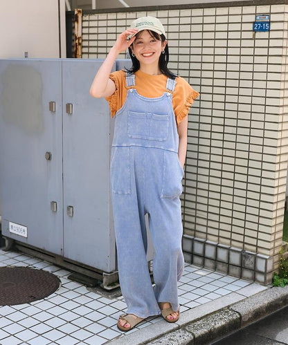 粉末漂白 軍裝風連體工裝褲