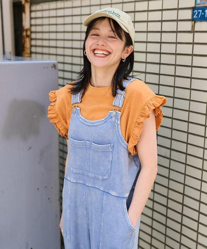 粉末漂白 軍裝風連體工裝褲