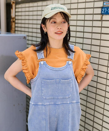 粉末漂白 軍裝風連體工裝褲