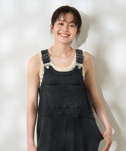 粉末漂白 軍裝風連體工裝褲