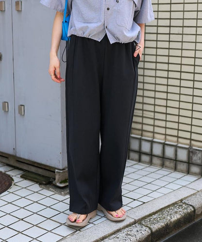 <接觸冷感> 夏季 粘合 曲線寬鬆褲
