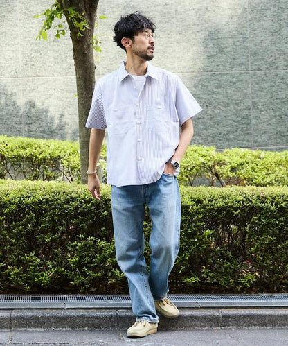 聯名 牛津布 寬鬆短袖襯衫