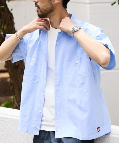 聯名 牛津布 寬鬆短袖襯衫