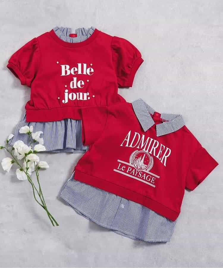 【連衣裙】襯衫圖案印花T恤