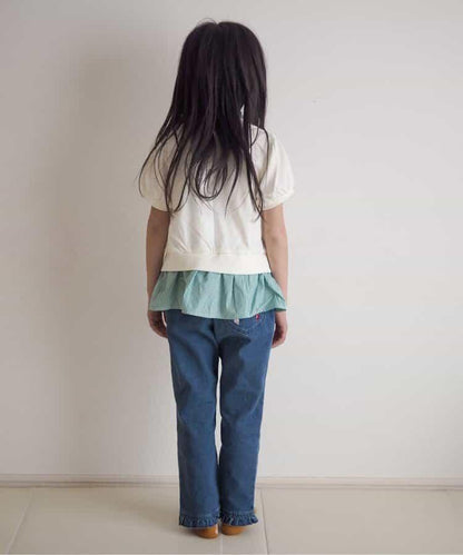 【連衣裙】荷葉領疊層logo印花T恤