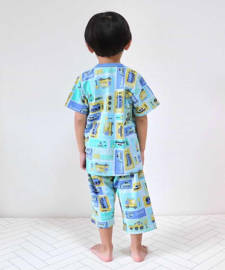 動感車輛圖案開衩睡衣