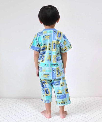 動感車輛圖案開衩睡衣