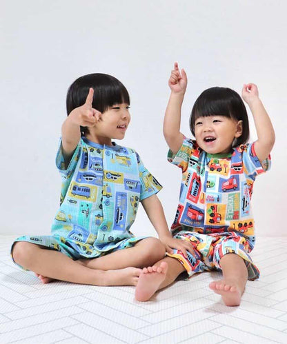 動感車輛圖案開衩睡衣