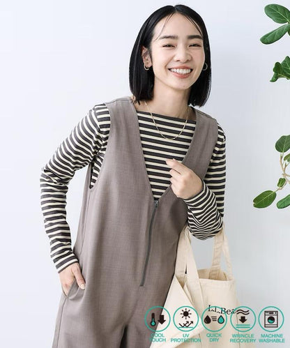 亞麻觸感連體褲