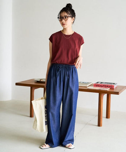 人造纖維丹寧休閒褲