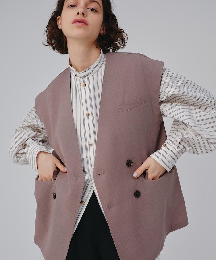 接觸冷感/UV 亞麻觸感 雙層背心＜套裝搭配適用＞