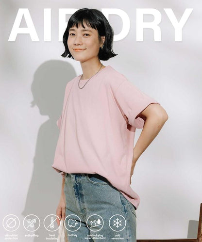 <接觸冷感/UV> 《AIR》DRY HIGHCOOL 卷邊T恤