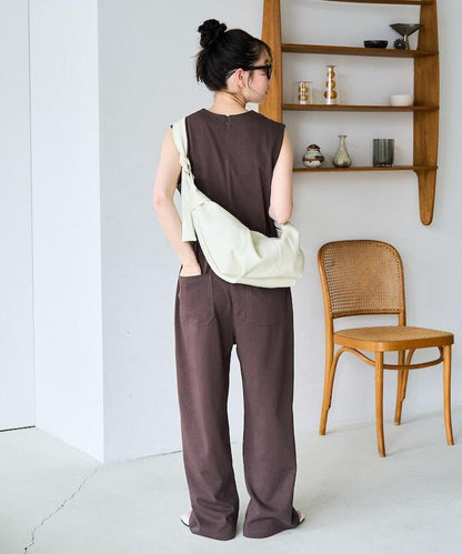 無袖腰帶連體褲