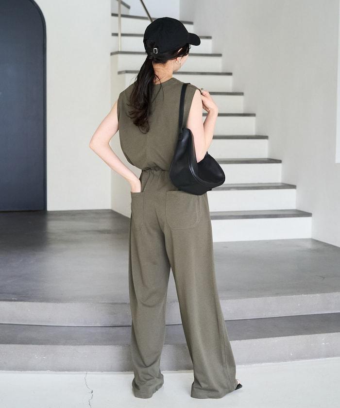 無袖腰帶連體褲