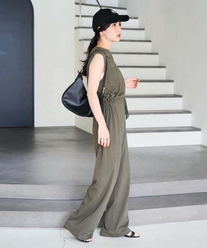 無袖腰帶連體褲