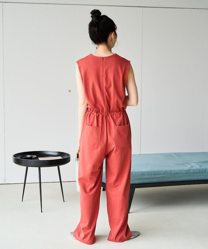 無袖腰帶連體褲