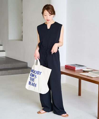 無袖腰帶連體褲