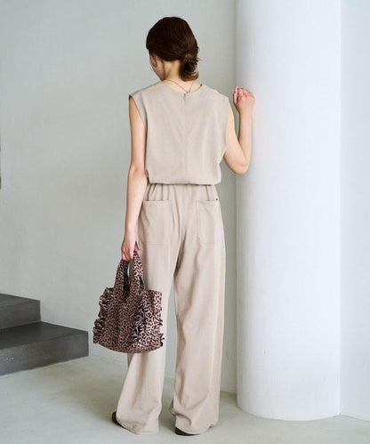 無袖腰帶連體褲