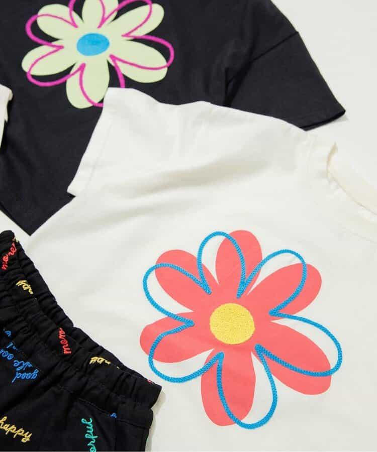 大花刺繡T恤