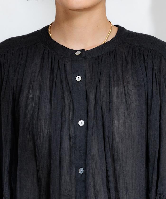 印度棉縐克雷普無袖喇叭袖上衣