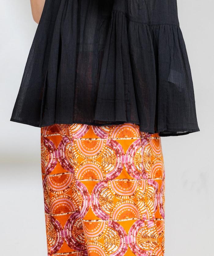 印度棉縐克雷普無袖喇叭袖上衣